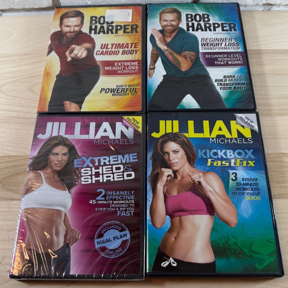 4 Fitness DVD's from Bob Harper and Jillian Michaels - 2 Unopened, 2 EUC